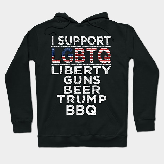 I Support LGBTQ Liberty Guns Beer Trump Funny Amergican Fla Hoodie by Bao1991